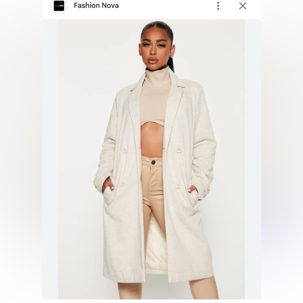 Fashion Nova All Business Baby Coat. Size S
